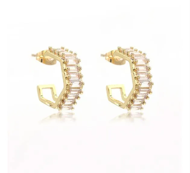 CZ Baguette Hoop Earrings