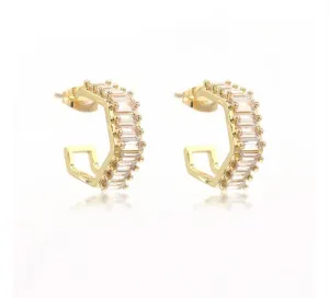 CZ Baguette Hoop Earrings