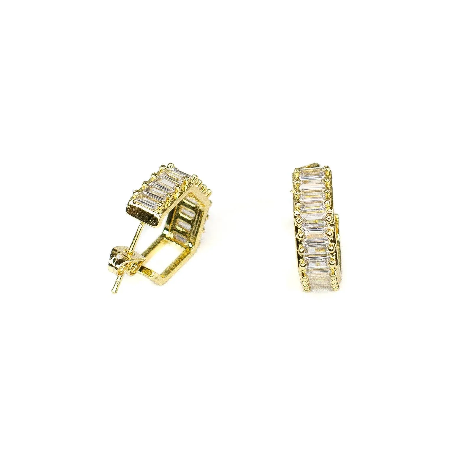 CZ Baguette Hoop Earrings