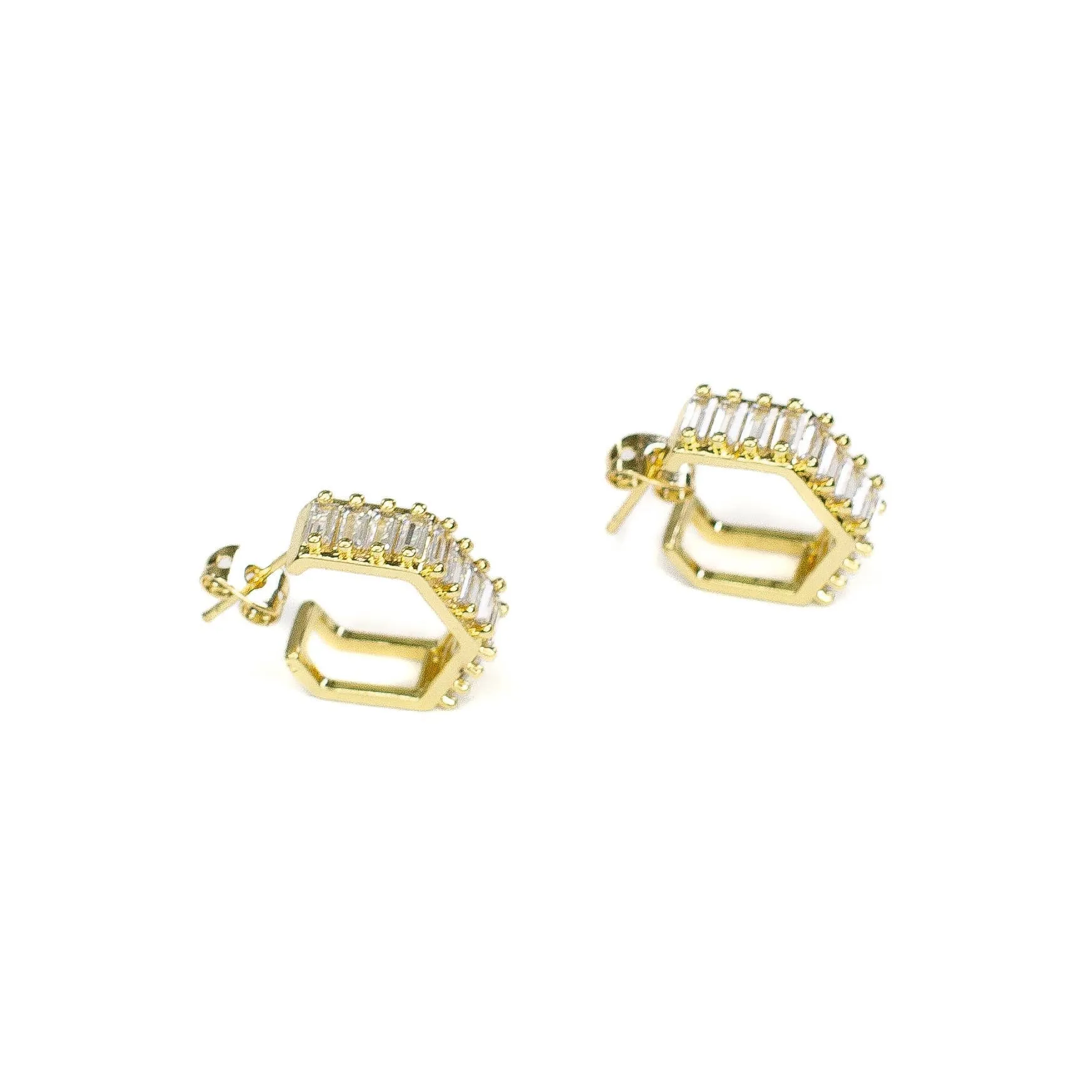 CZ Baguette Hoop Earrings
