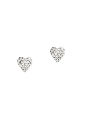 CZ Heart Stud Earrings, Silver