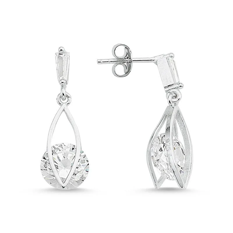 Dainty Delicate Floating CZ Crystals Studs Earrings