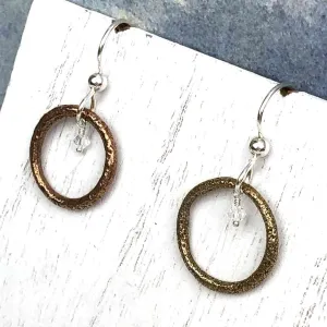 Dark Golden Bronze Celtic Ring Money Earrings with Genuine Swarovski Crystals | Artifact #6553