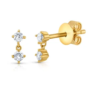 DELICATE DIAMOND DANGLE STUDS, 14KT GOLD