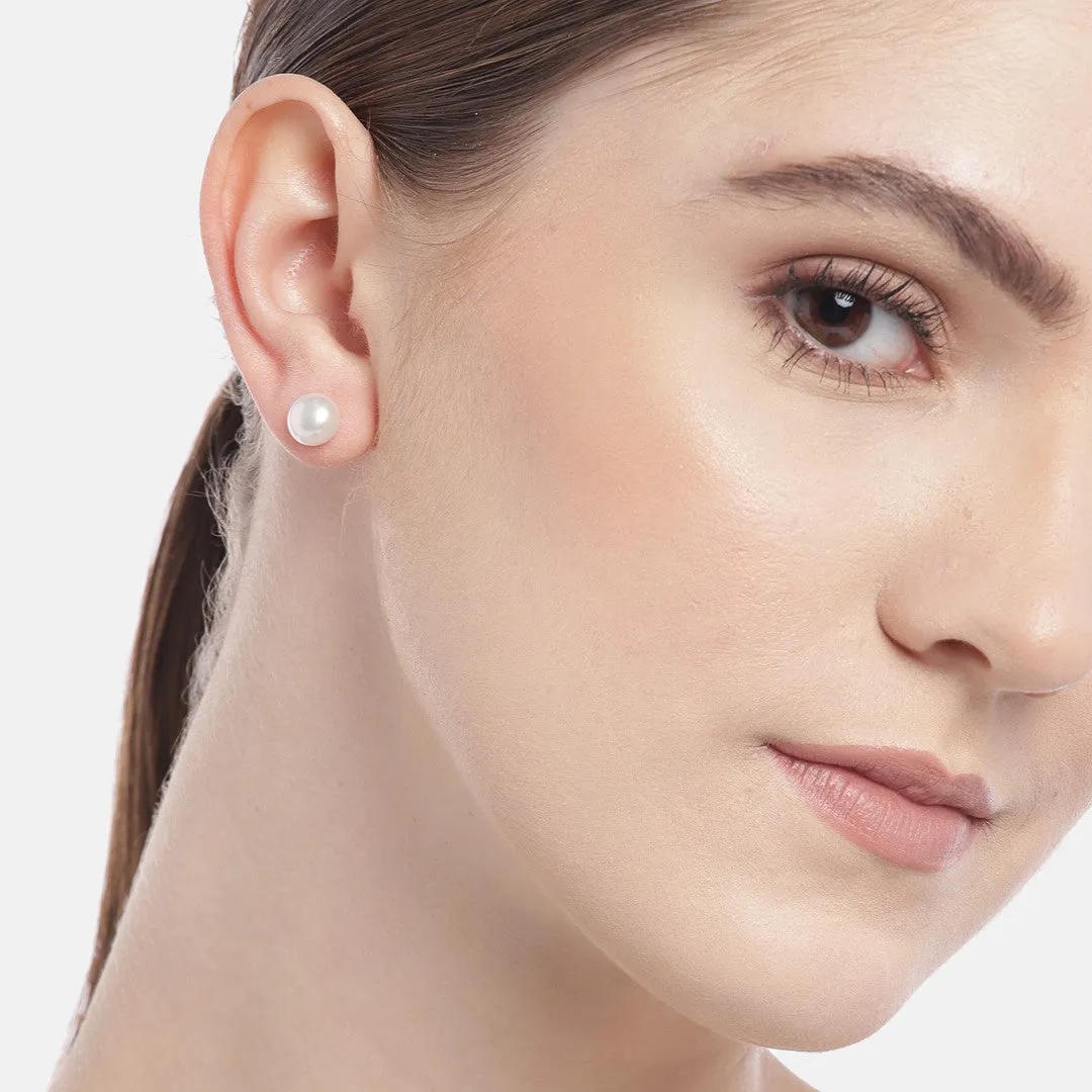 Delicate Dot Pearl 925 Silver Earrings ( 5mm Pearl)
