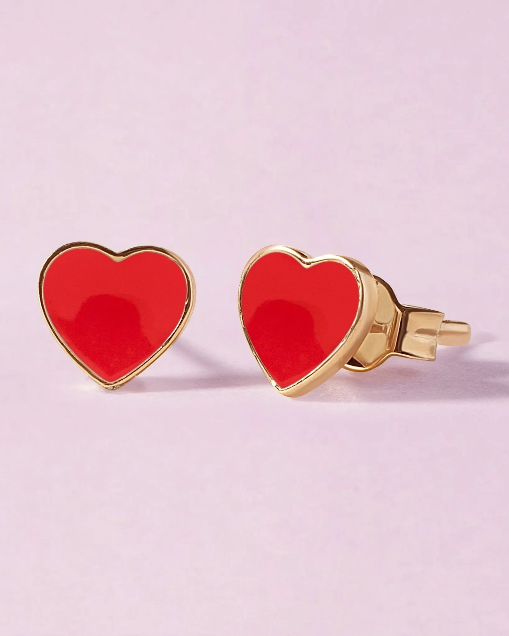 Delicate Enamel Heart Studs