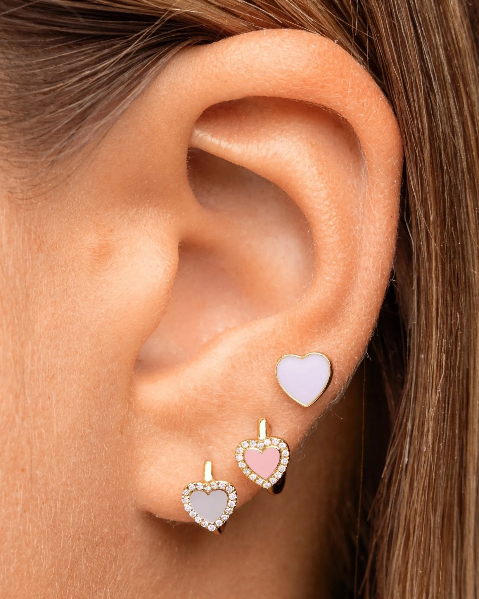 Delicate Enamel Heart Studs