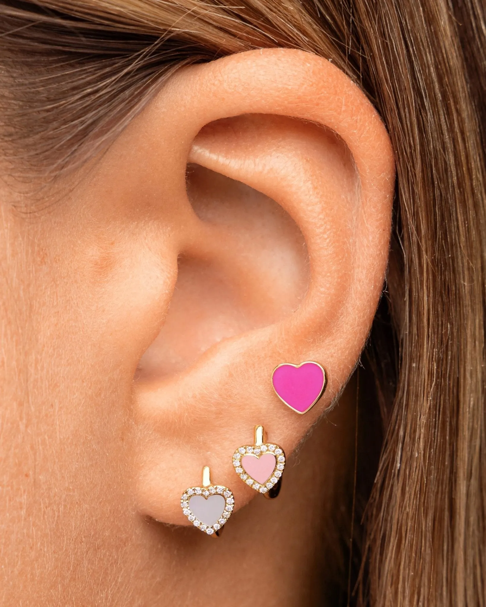 Delicate Enamel Heart Studs