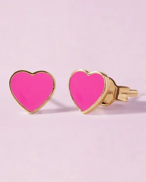 Delicate Enamel Heart Studs
