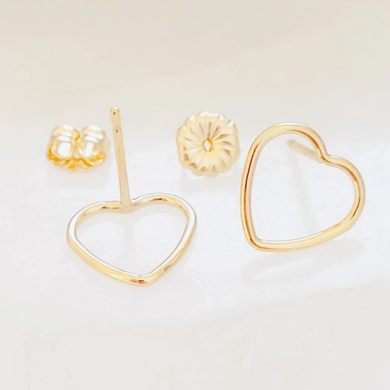Delicate Gold Heart Studs