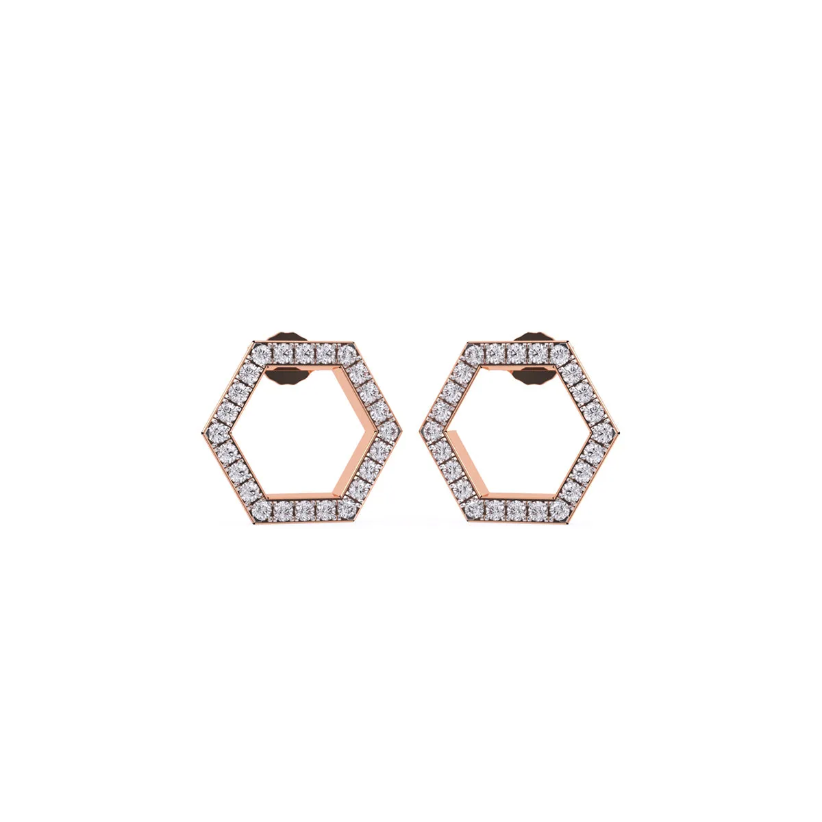 Delicate Open Hexagon Shaped Tiny Studs Earrings