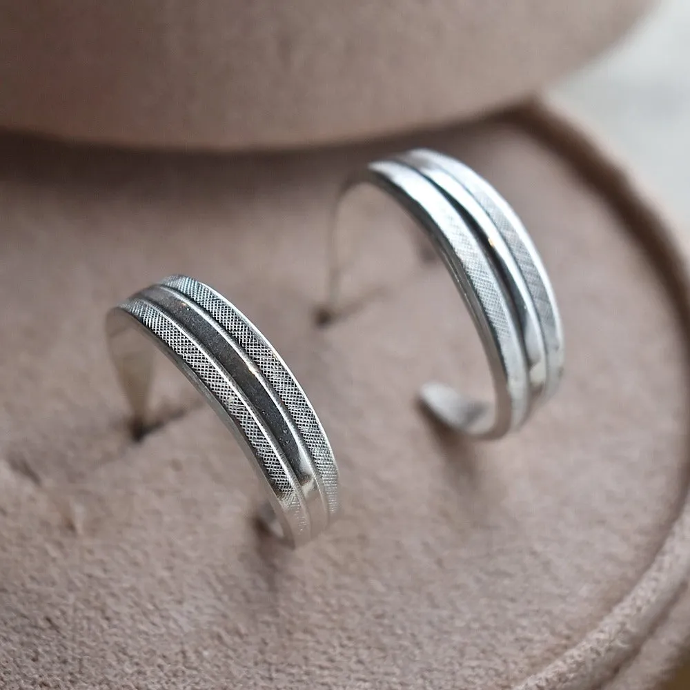 Delicate Patterned Hoop Studs