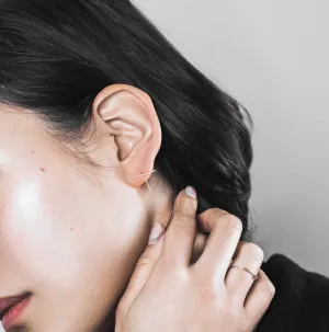 Delicate Slim  Sterling Silver Line Studs