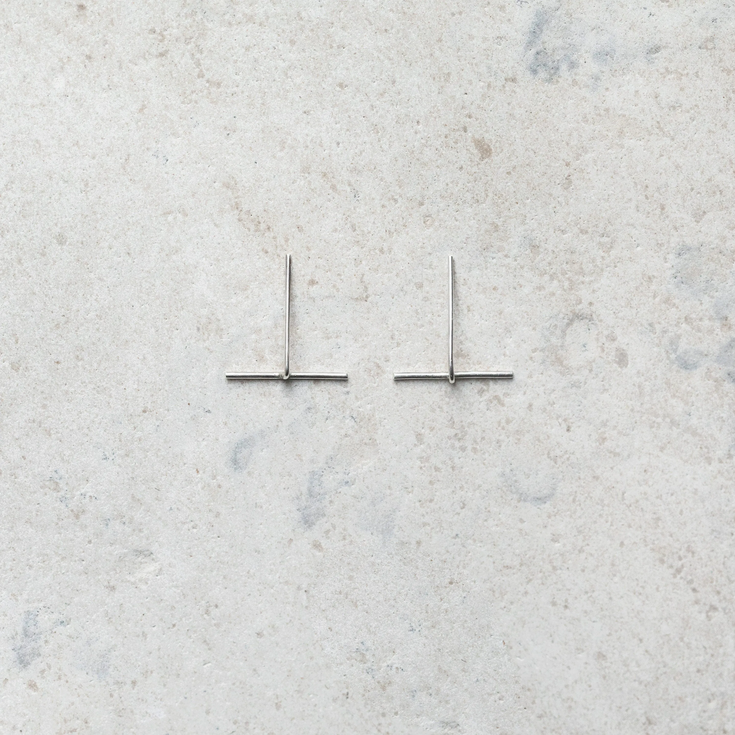 Delicate Slim  Sterling Silver Line Studs
