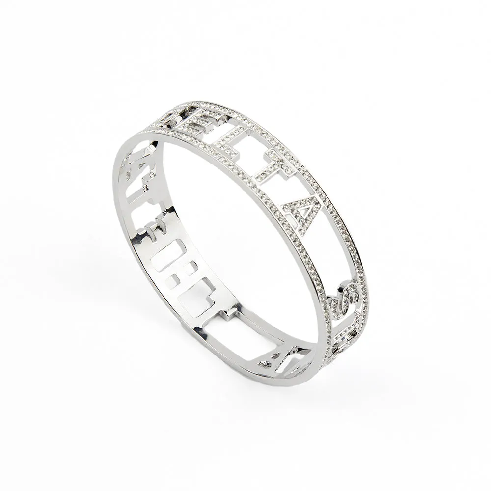 Delta Sigma Theta Crystal Bangle-Silver