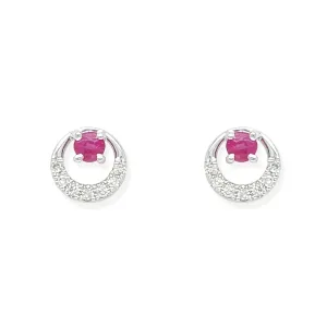 Diamond And ruby Earrings