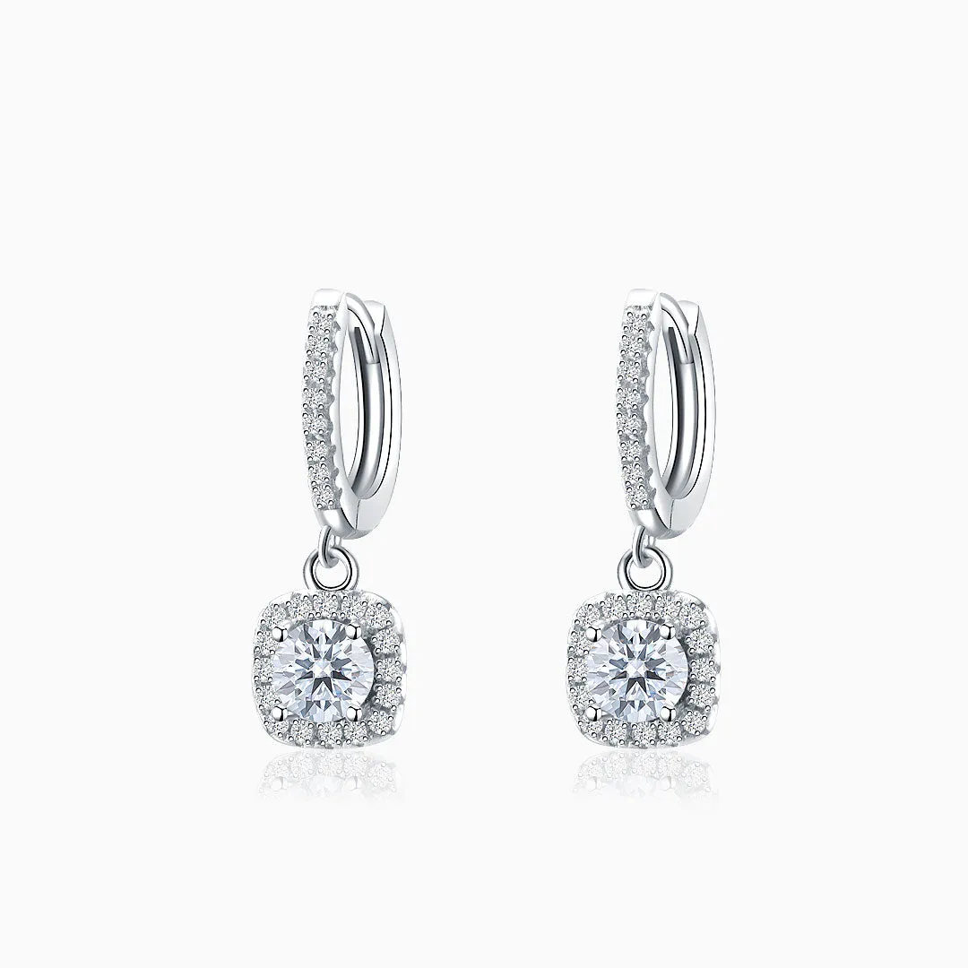Diamond Halo Earrings in White Gold