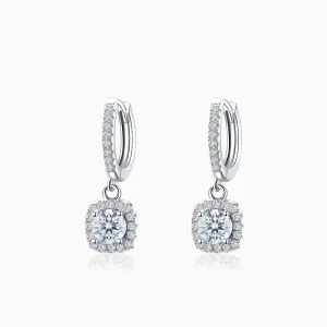 Diamond Halo Earrings in White Gold