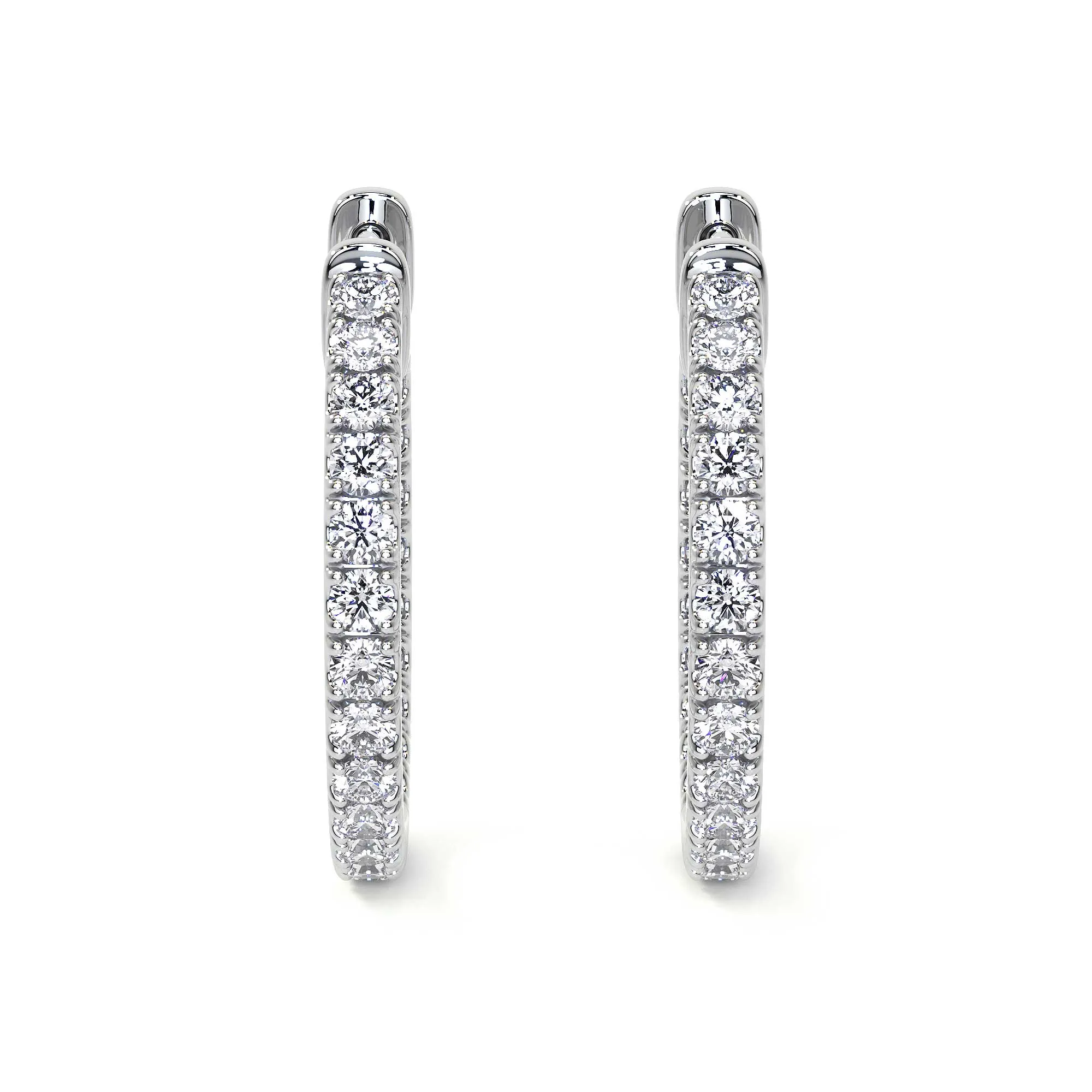 Diamond Hoop Earrings, Medium