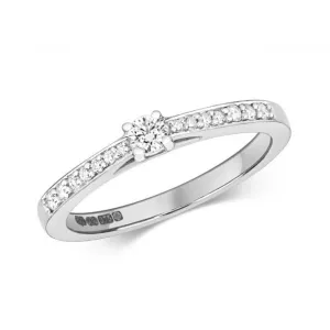 Diamond Jewellery 9ct Solitaire Set Shoulders White Gold Rings RD630W
