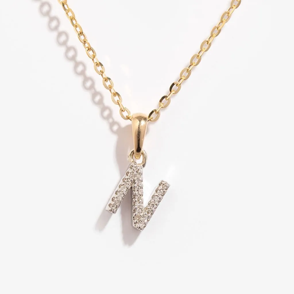 Diamond - N - Necklace | 9ct Gold