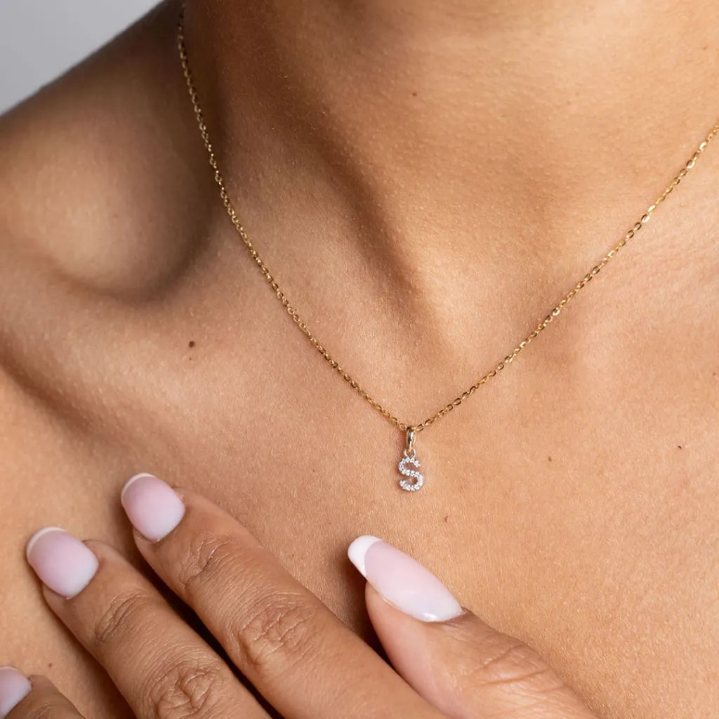 Diamond - S - Necklace | 9ct Gold