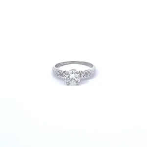 Diamond Solitaire Engagement Ring with Four Side Diamonds