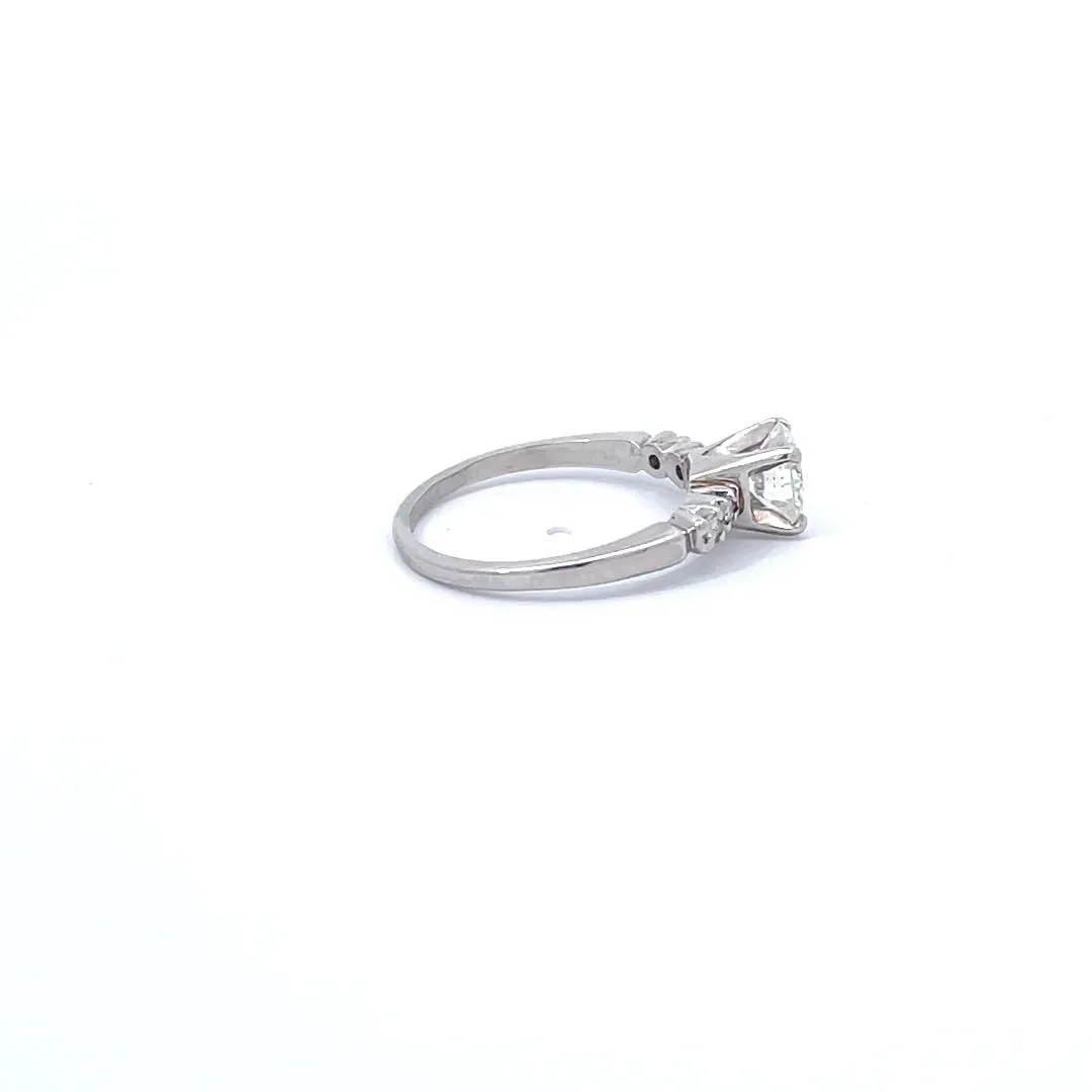Diamond Solitaire Engagement Ring with Four Side Diamonds