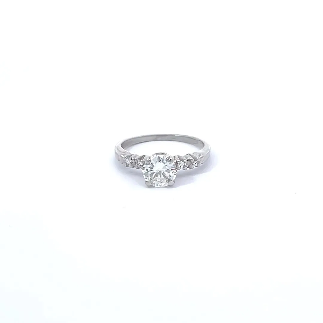 Diamond Solitaire Engagement Ring with Four Side Diamonds