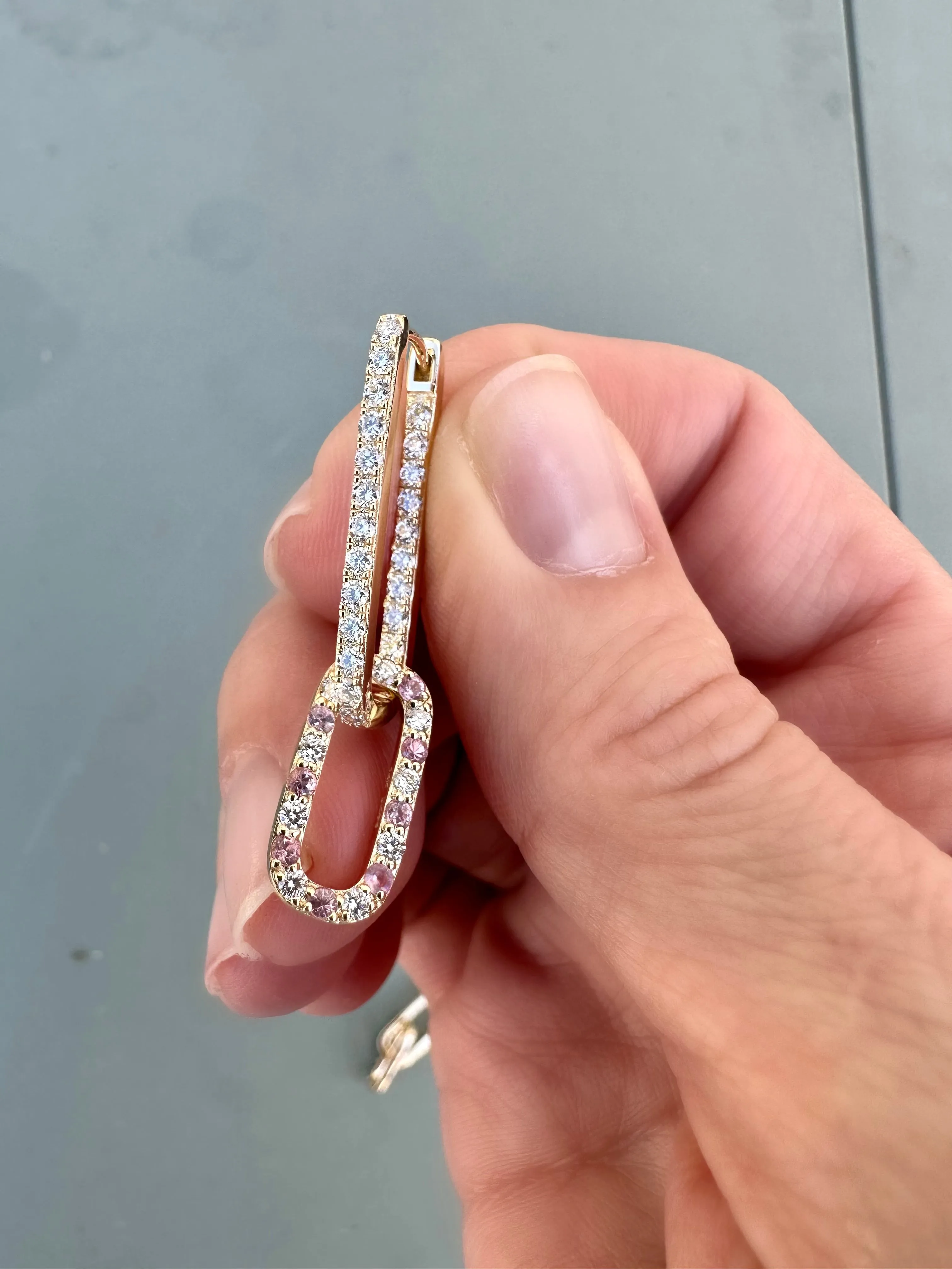 Diamond/Pink Sapphire Small Gemstone Add On Links