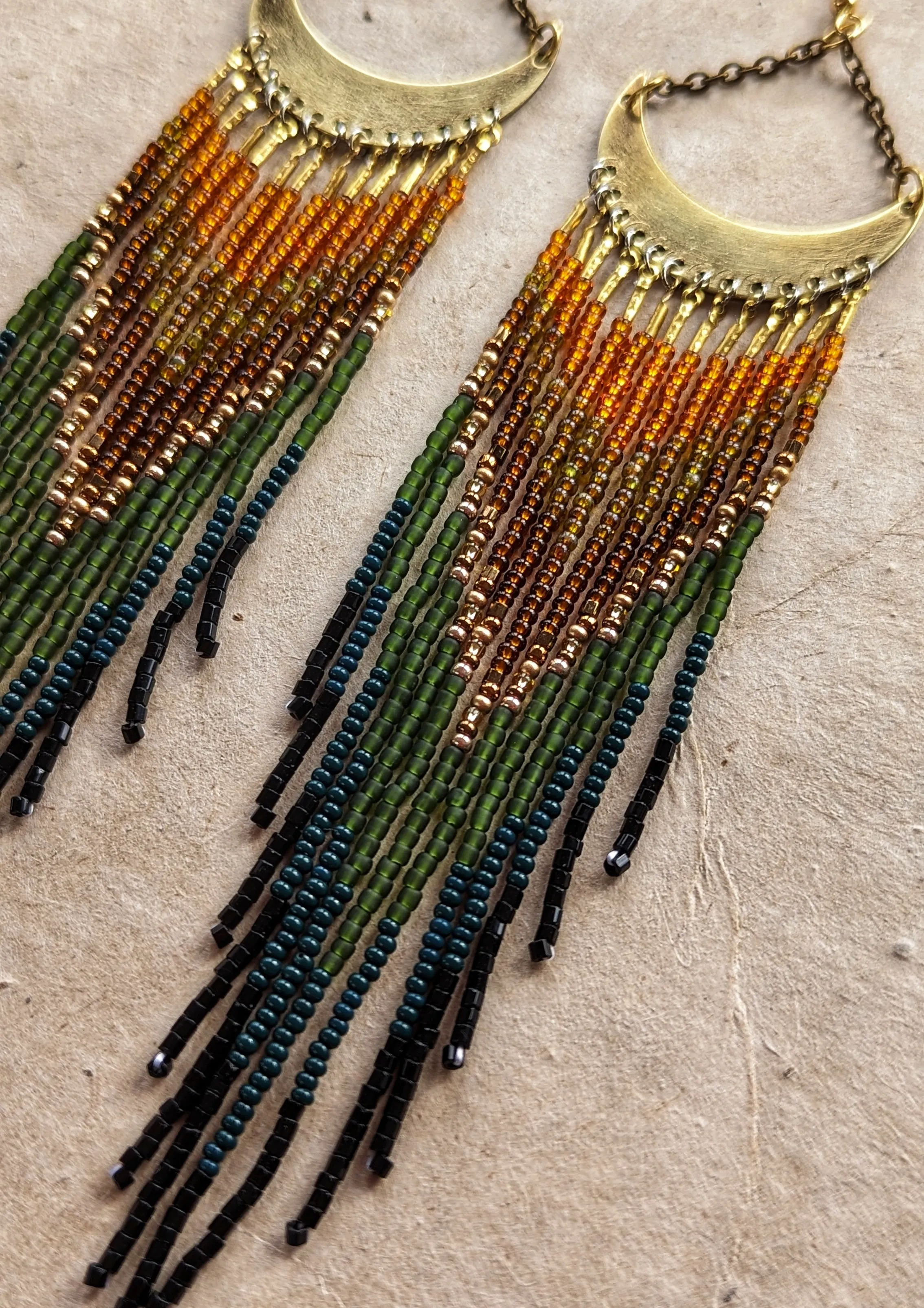 Diana Black Forest Moon Beaded Earrings