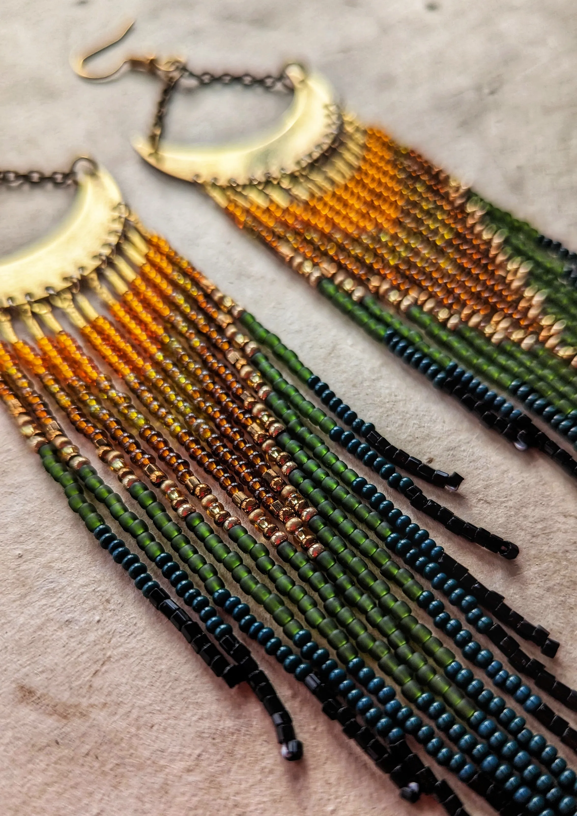 Diana Black Forest Moon Beaded Earrings