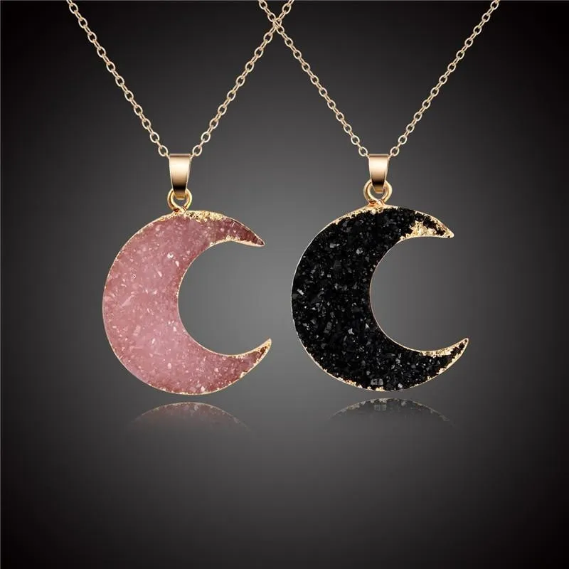 Druzy Moon Pendants