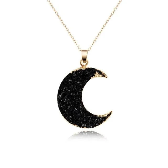 Druzy Moon Pendants