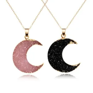 Druzy Moon Pendants