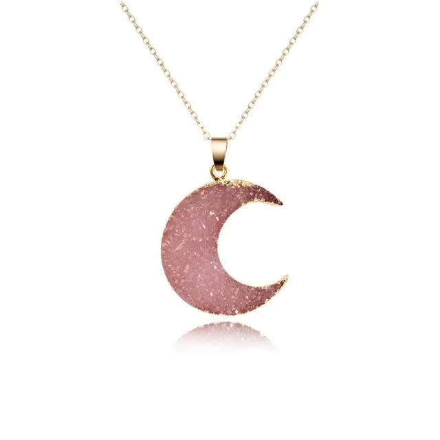 Druzy Moon Pendants