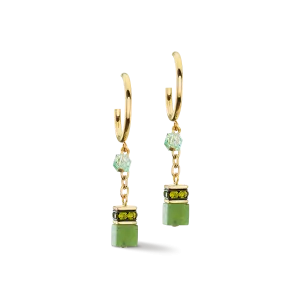 Earrings Creole GeoCUBE® Festive Layer gold-green