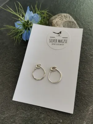 Earrings - Delicate Thin Hammered Knot Hoop Studs