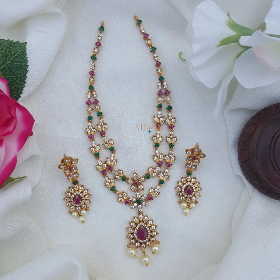Elegant Double Layered AD Necklace