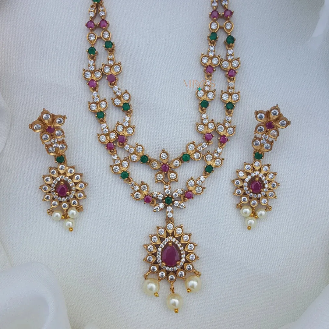 Elegant Double Layered AD Necklace