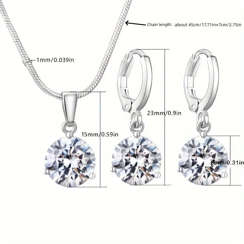 Elegant Silver Jewelry Set with Rhinestones  Perfect Gift