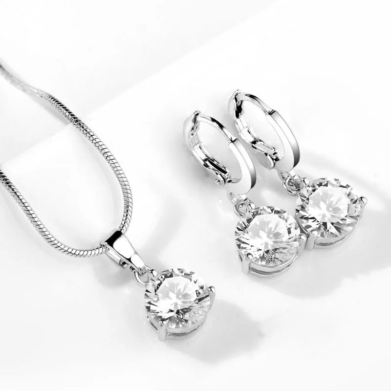 Elegant Silver Jewelry Set with Rhinestones  Perfect Gift