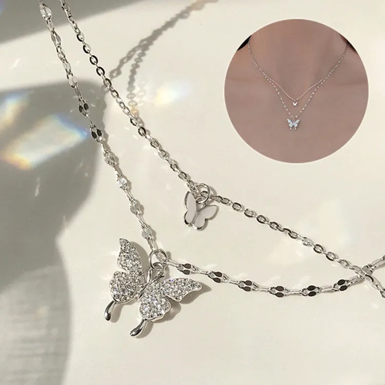 Elegant Silver Shiny Butterfly Necklaces