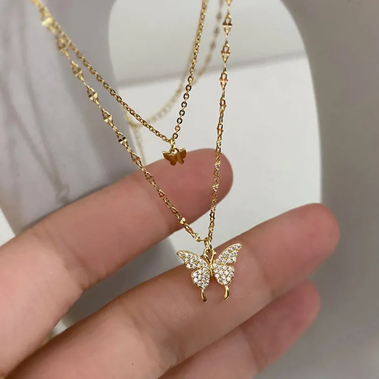 Elegant Silver Shiny Butterfly Necklaces