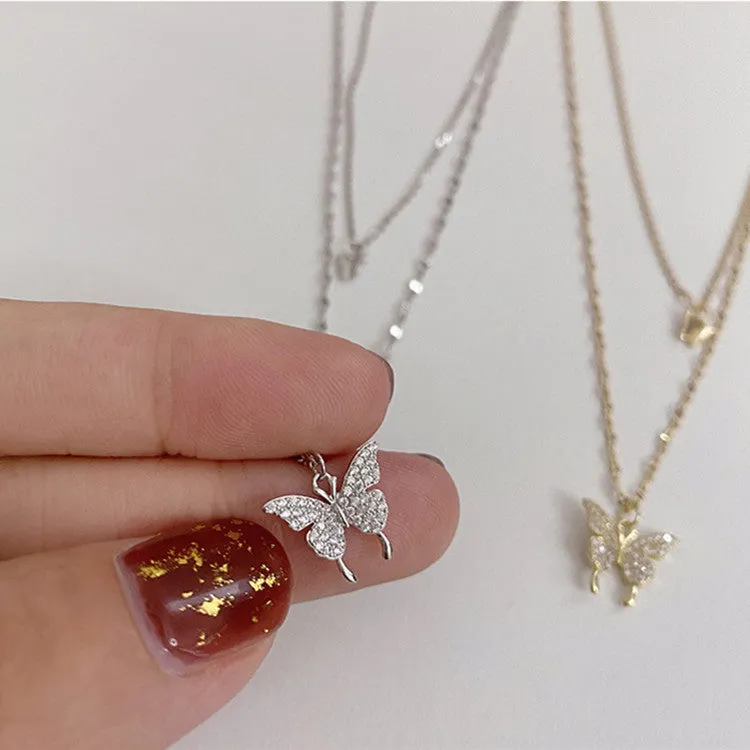 Elegant Silver Shiny Butterfly Necklaces