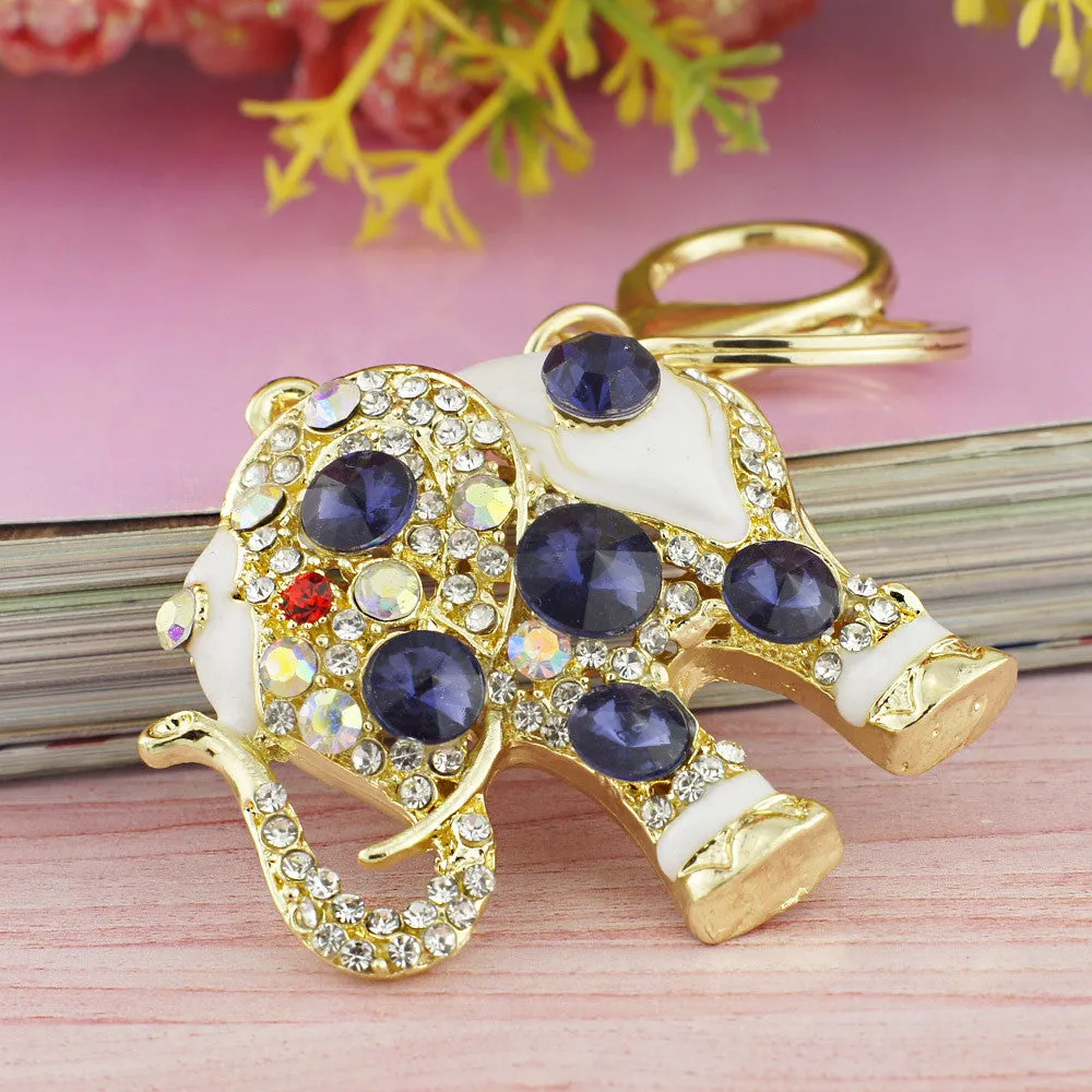Elephant Crystal Bag Pendant Purse Bag Buckle Trendy Key chains Holder Keyrings Keychains For Car