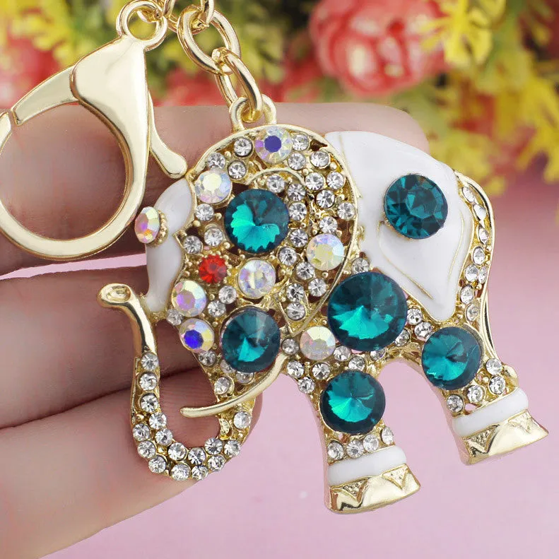 Elephant Crystal Bag Pendant Purse Bag Buckle Trendy Key chains Holder Keyrings Keychains For Car
