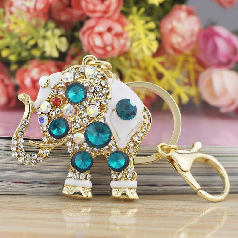 Elephant Crystal Bag Pendant Purse Bag Buckle Trendy Key chains Holder Keyrings Keychains For Car