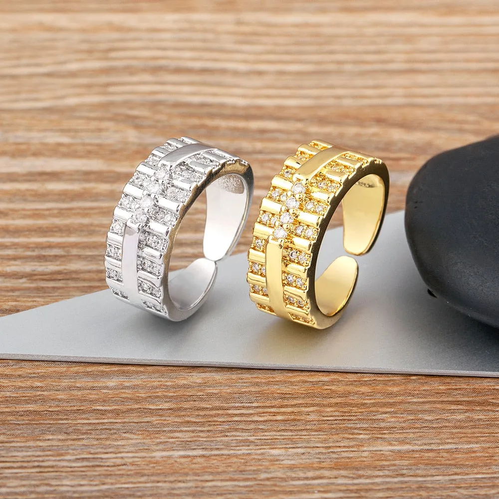 Europe and America New Exquisite Geometric Zircon Ring