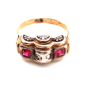 Exquisite 14K Yellow Gold Synth Ruby Ring